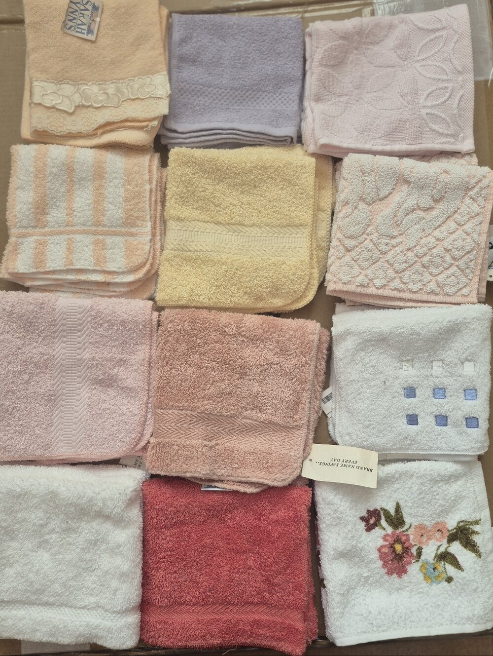 12 Sets Of Premium Oversized Fancy Cotton Face Cloths Wash Cloths New With Tags